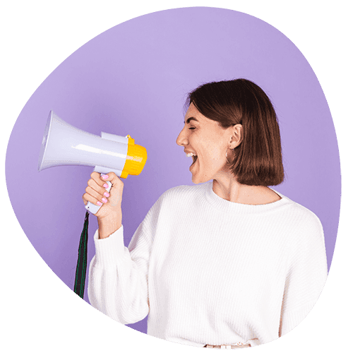 Woman yelling in a megaphone