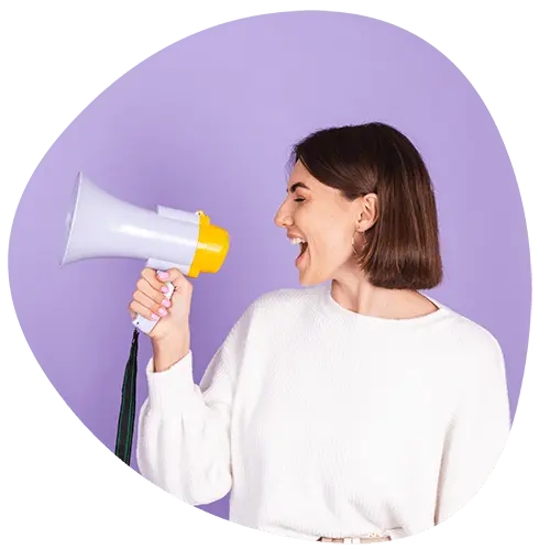 Woman yelling in a megaphone